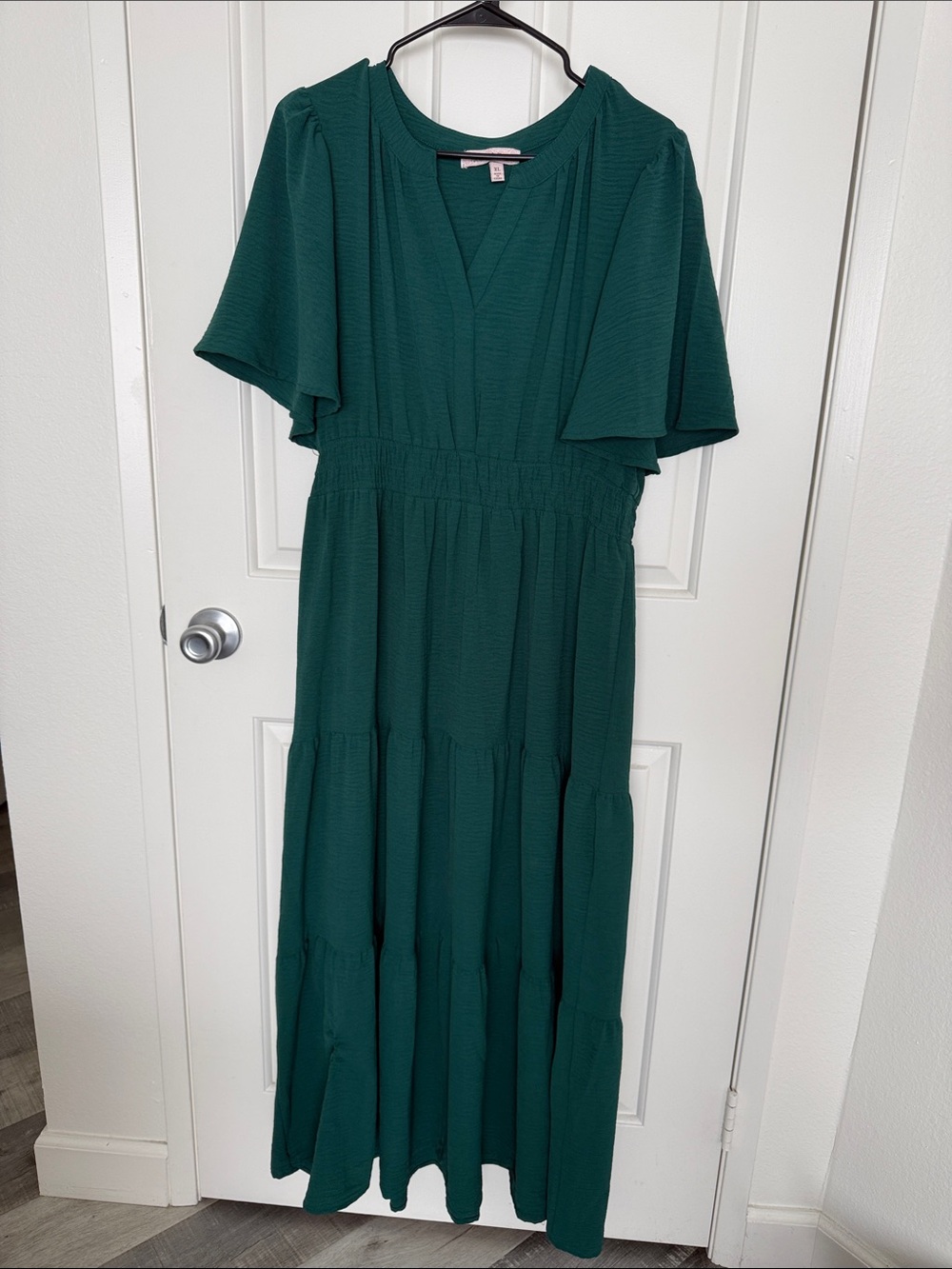 Tiered V-Neck Maxi Dress in Deep Teal